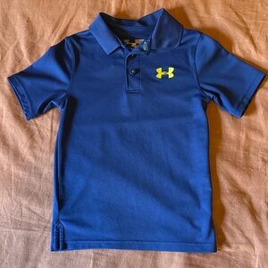 Under Armour Kids Polo Shirt in Blue with Yellow Logo